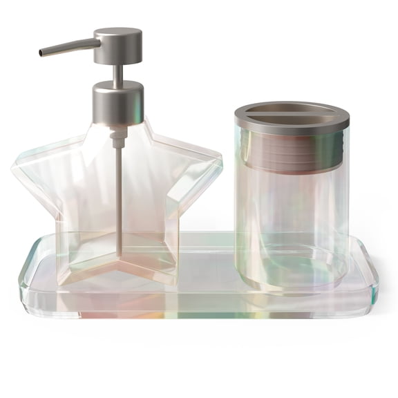 Mainstays Kids Bath Accessory Set, 3 Pieces, Iridescent Star