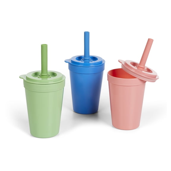 Mainstays Kids 15 oz Multicolor Plastic Tumblers, Set of 3