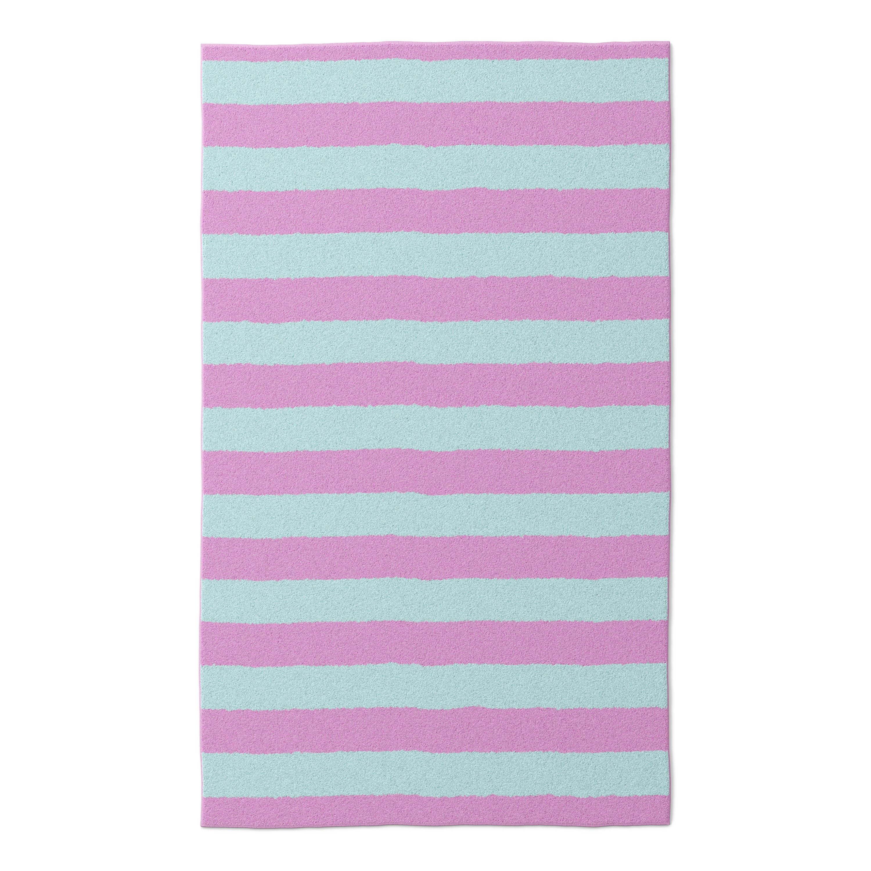 Mainstays Kids Tufted Pink and Light Purple Stripe Washable Area Rug, 3' x 5'