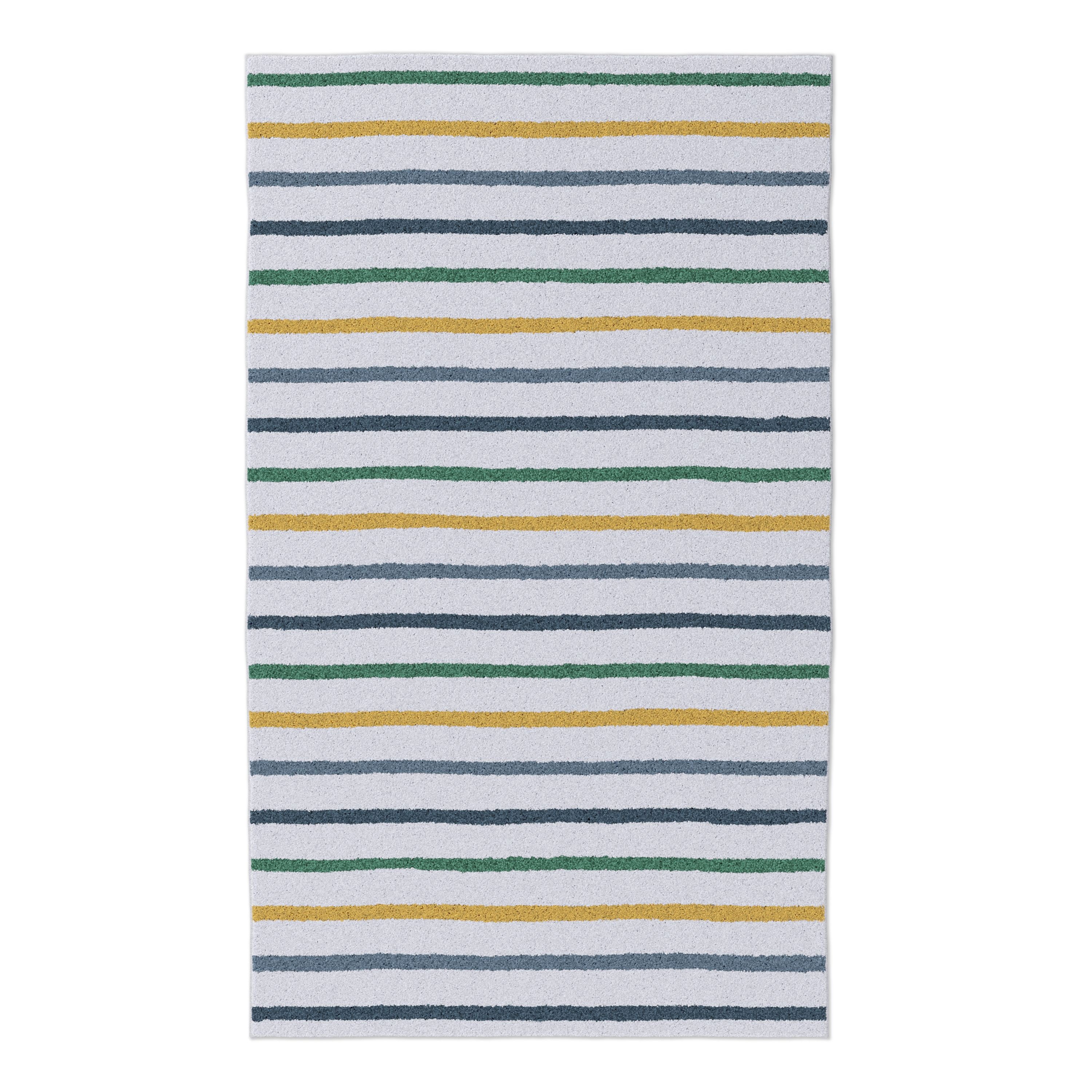Mainstays Kids Tufted Yellow and Green Stripe Washable Area Rug, 3' x 5'