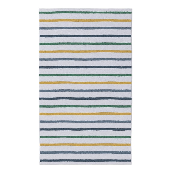 Mainstays Kids Tufted Yellow and Green Stripe Washable Area Rug, 3' x 5'