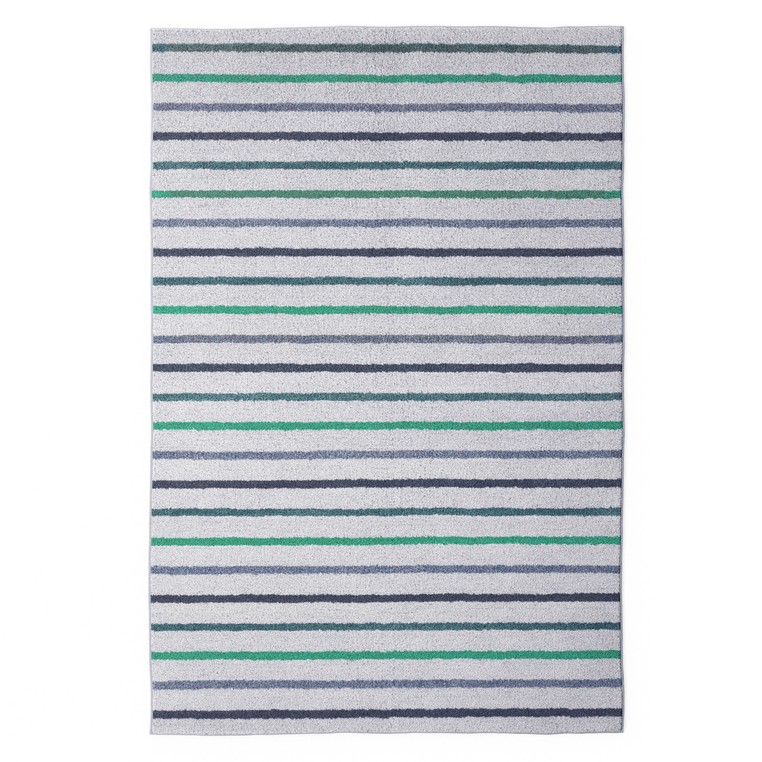 Mainstays Kids Tufted Blue and Green Stripe Area Rug, 4' x 6'