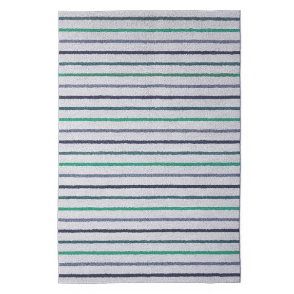 Mainstays Kids Tufted Blue and Green Stripe Area Rug, 4' x 6'