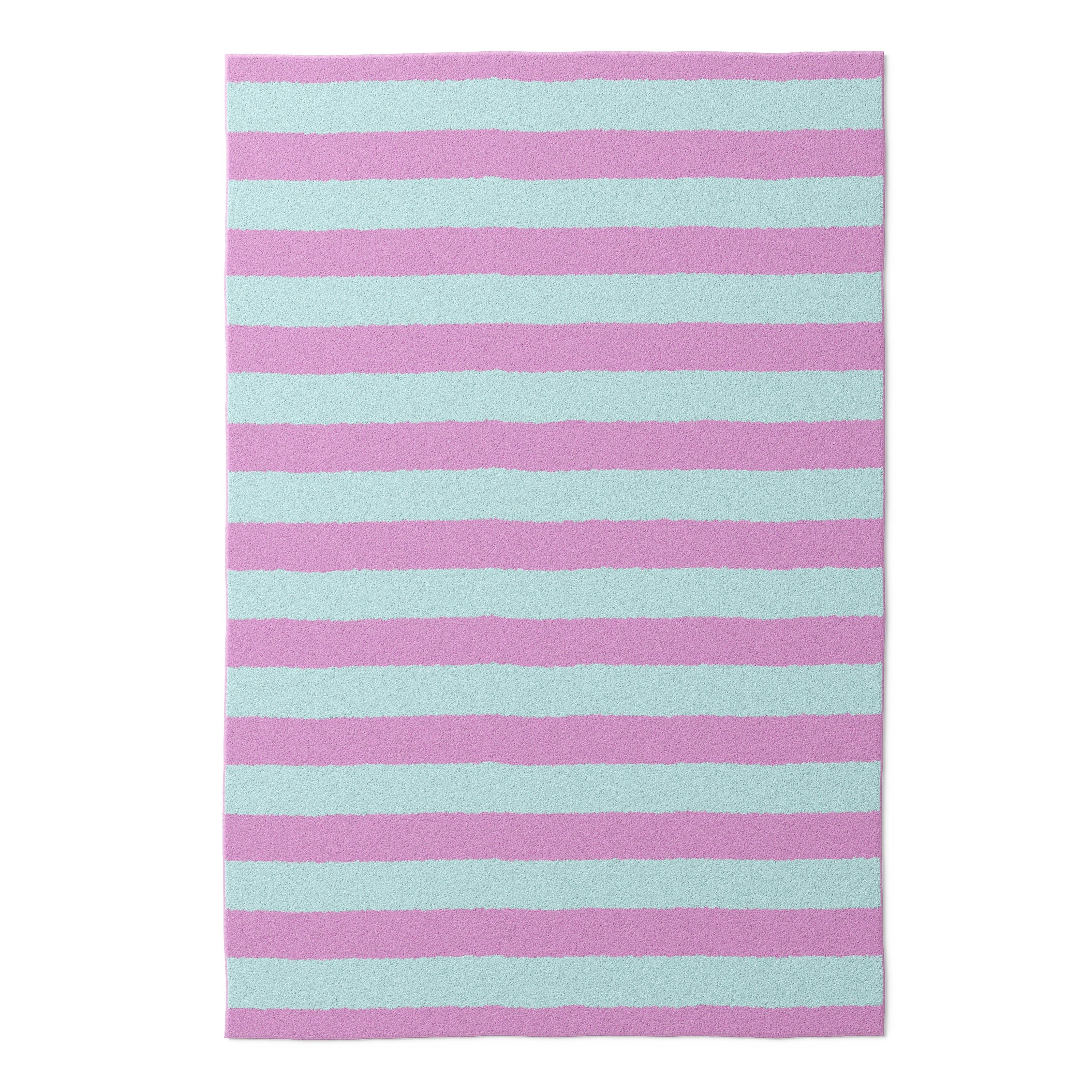 Mainstays Kids Tufted Pink and Light Purple Stripe Washable Area Rug, 4' x 6'
