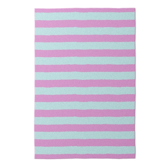 Mainstays Kids Tufted Pink and Light Purple Stripe Washable Area Rug, 4' x 6'
