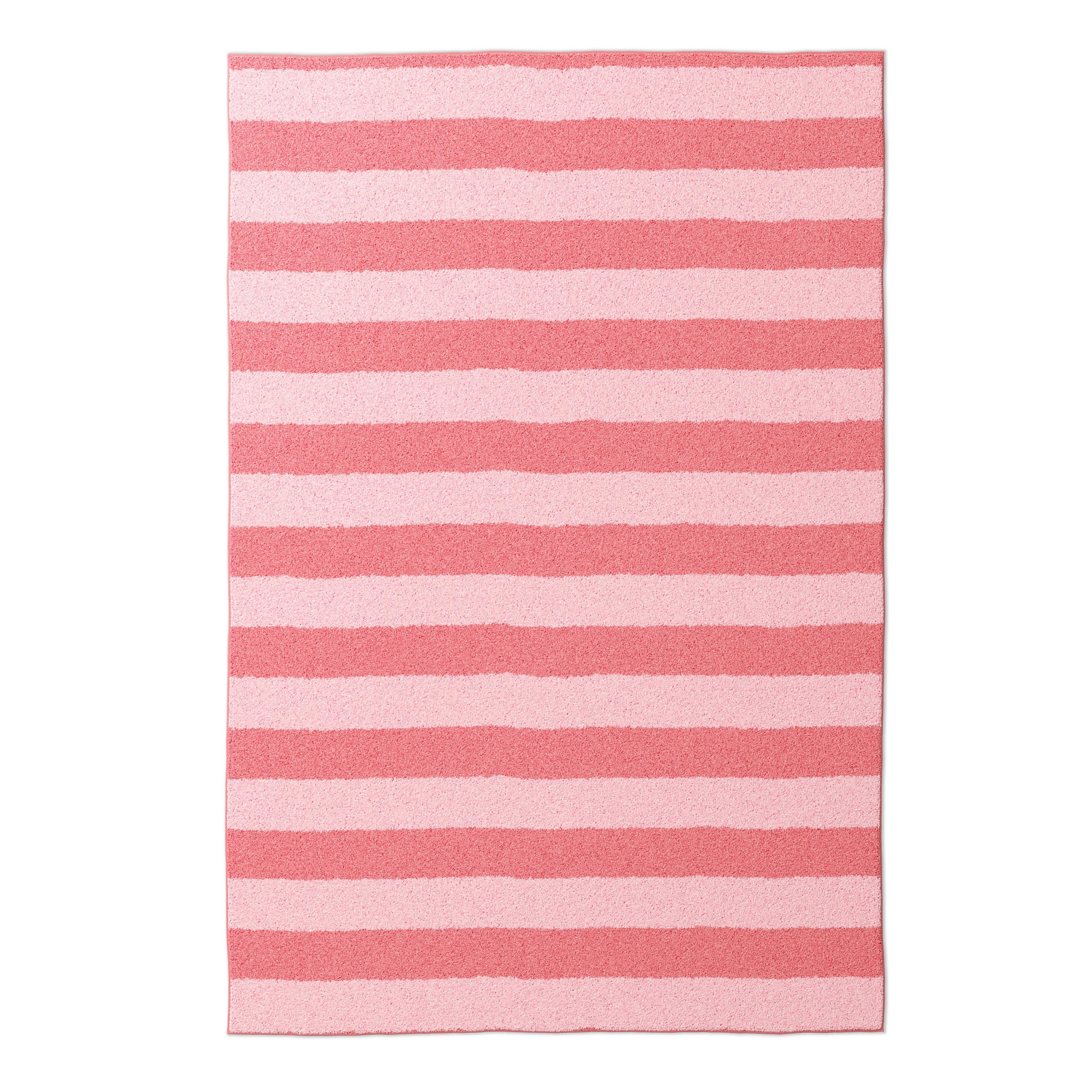 Mainstays Kids Tufted Pink Stripe Washable Area Rug, 4' x 6'