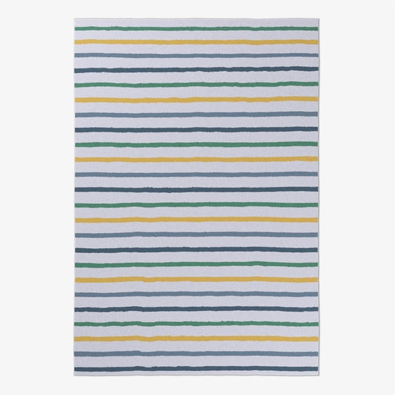 Mainstays Kids Tufted Yellow and Green Stripe Washable Area Rug, 4' x 6'