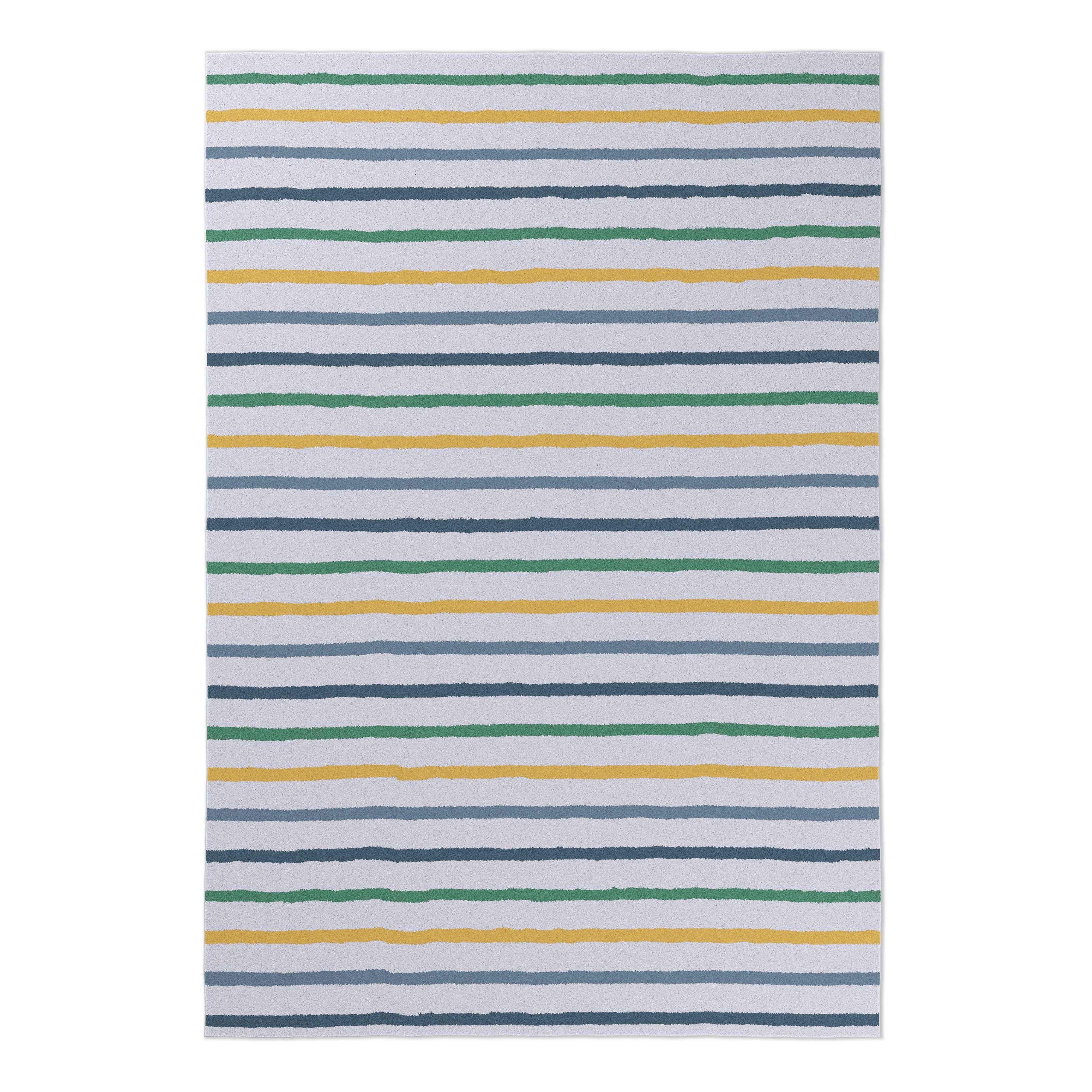 Mainstays Kids Tufted Yellow and Green Stripe Washable Area Rug, 4' x 6'