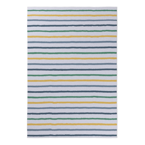 Mainstays Kids Tufted Yellow and Green Stripe Washable Area Rug, 4' x 6'