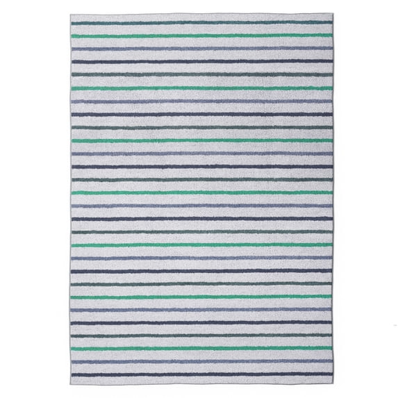 Mainstays Kids Tufted Blue and Green Stripe Area Rug, 5' x 7'