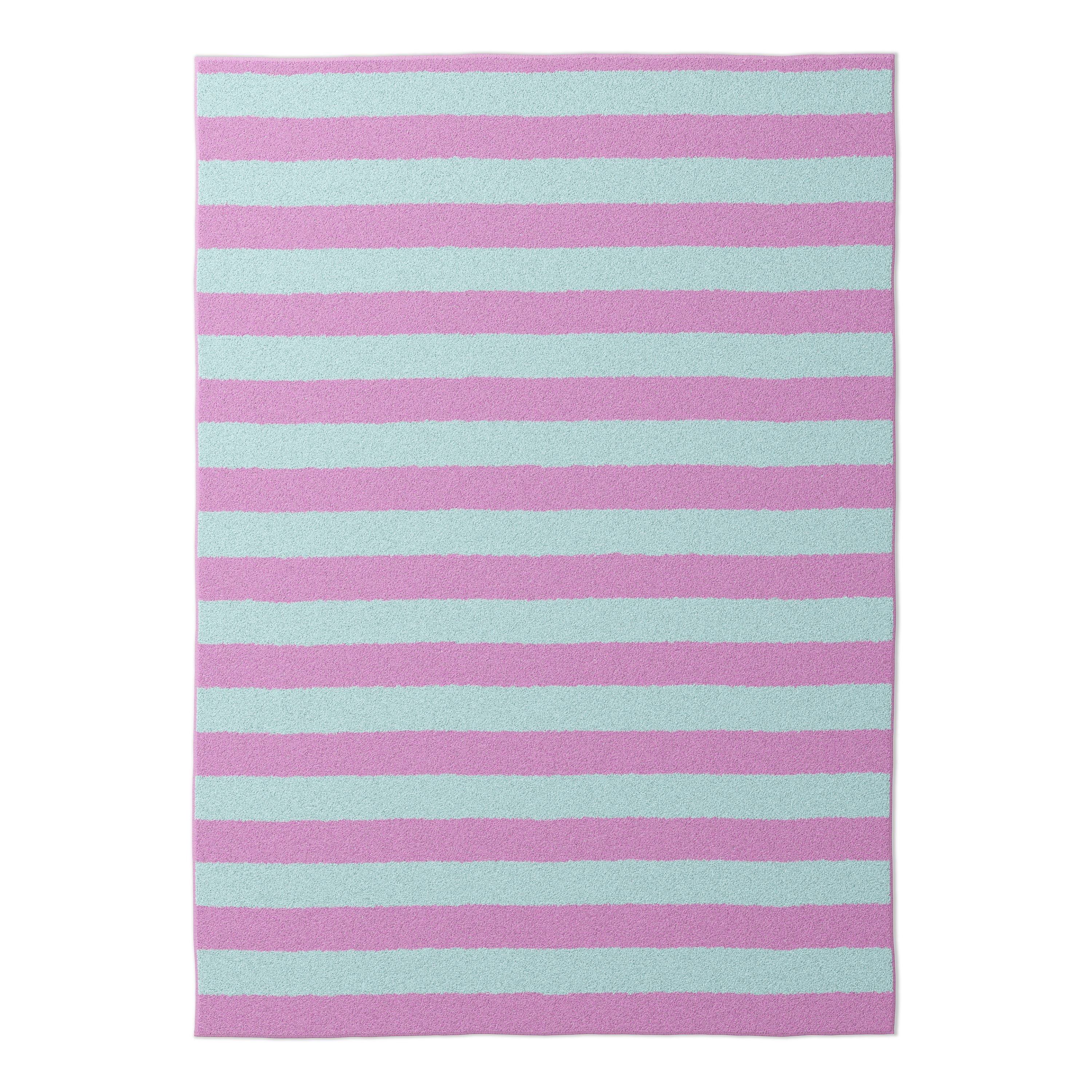 Mainstays Kids Tufted Pink and Light Purple Stripe Washable Area Rug, 5 ft x 7 ft