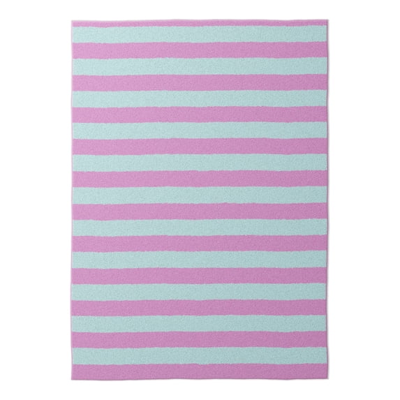 Mainstays Kids Tufted Pink and Light Purple Stripe Washable Area Rug, 5' x 7'