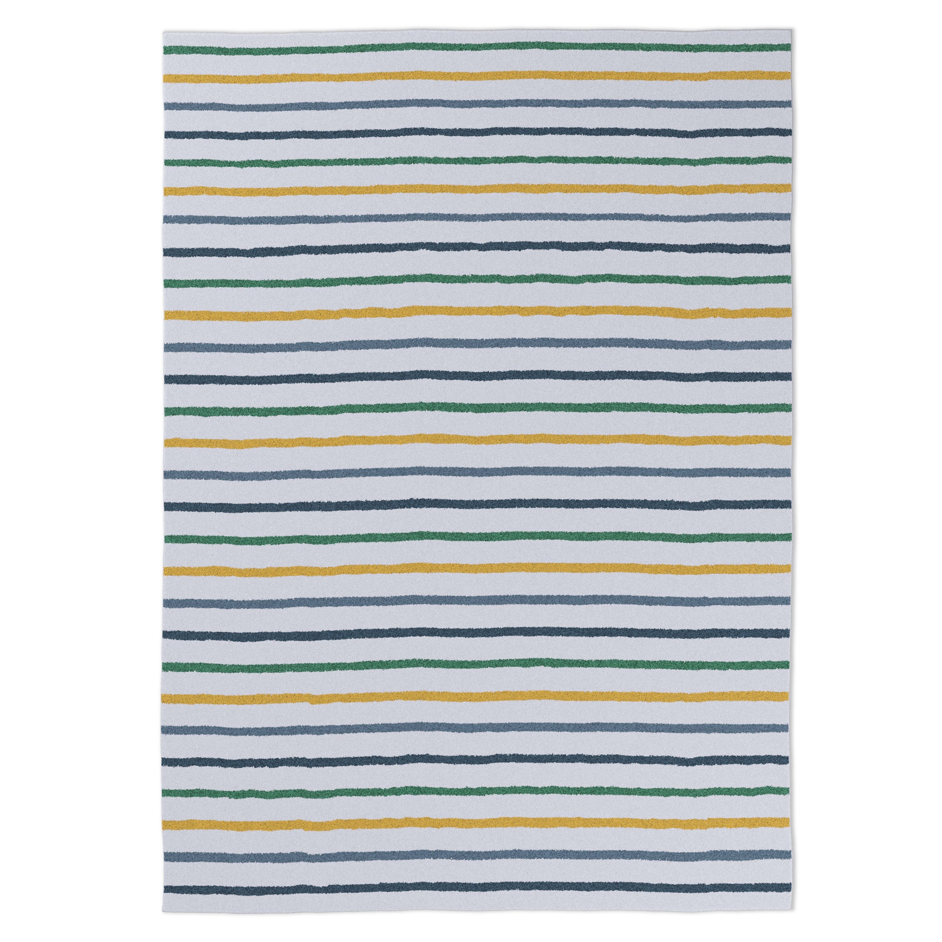 Mainstays Kids Tufted Yellow and Green Stripe Washable Area Rug, 5' x 7'
