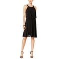 thumbnail image 1 of Msk Women's  Glittery Flutter Popover Dress (8, Black), 1 of 2