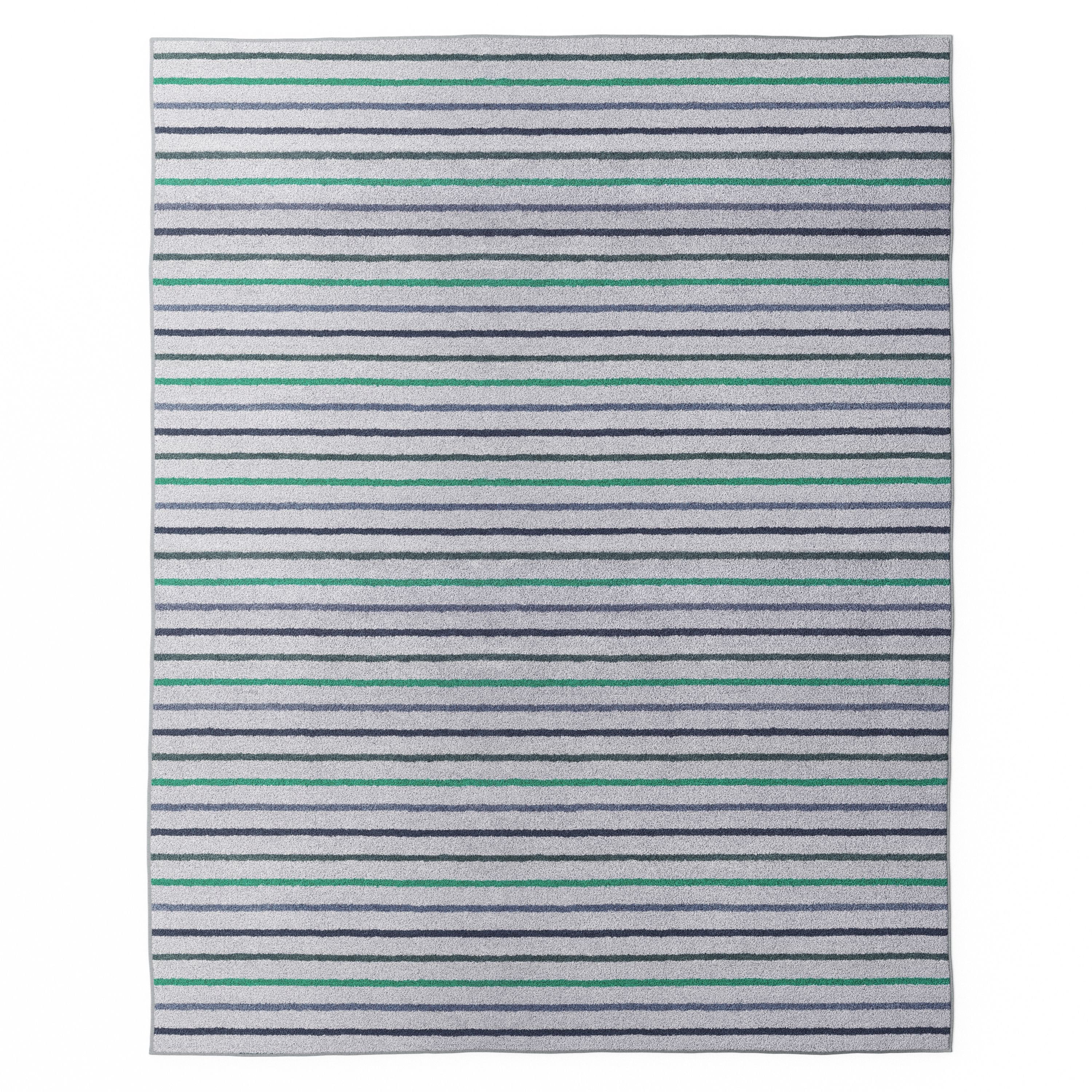 Mainstays Kids Tufted Blue and Green Stripe Area Rug, 8' x 10'