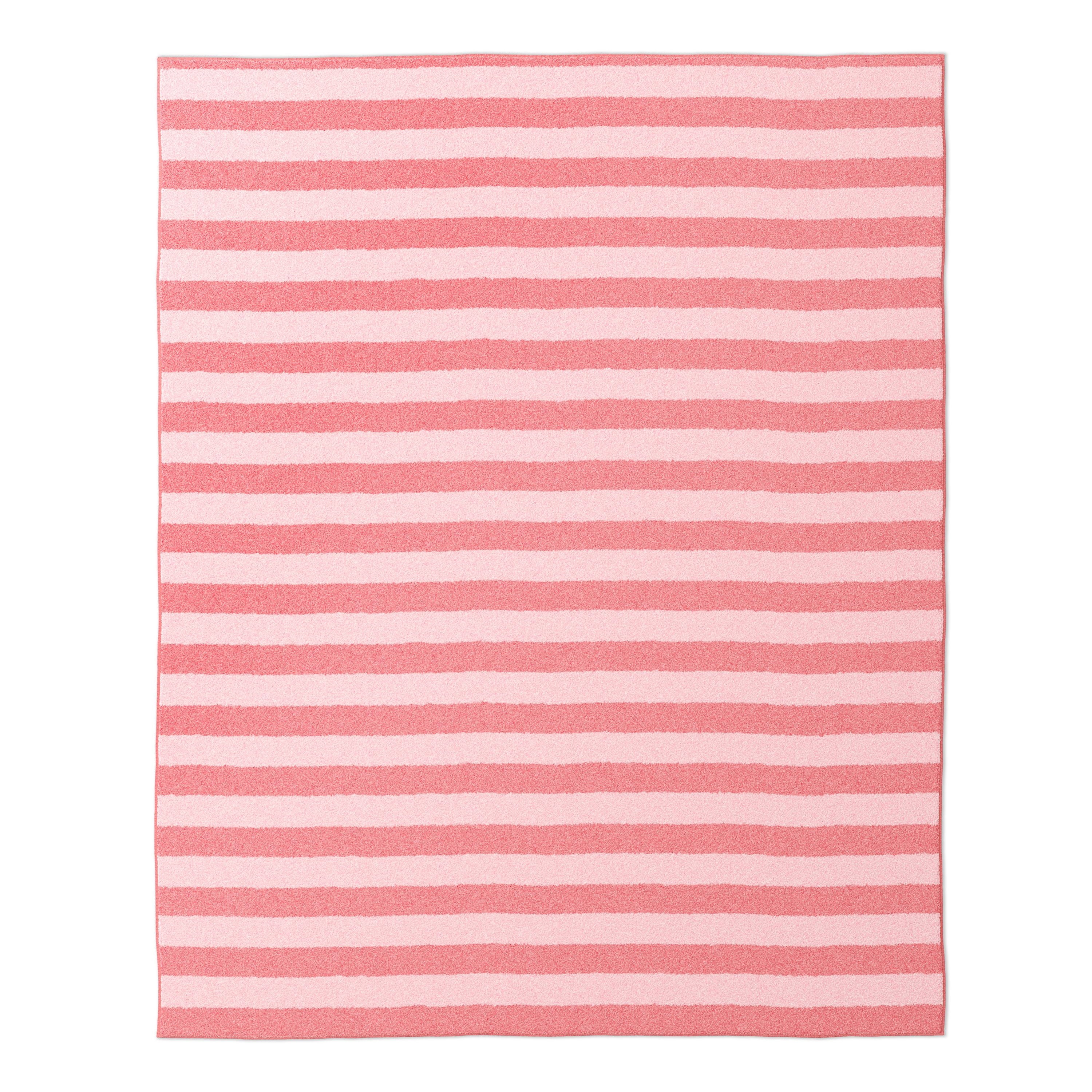 Mainstays Kids Tufted Pink Stripe Washable Area Rug, 8' x 10'