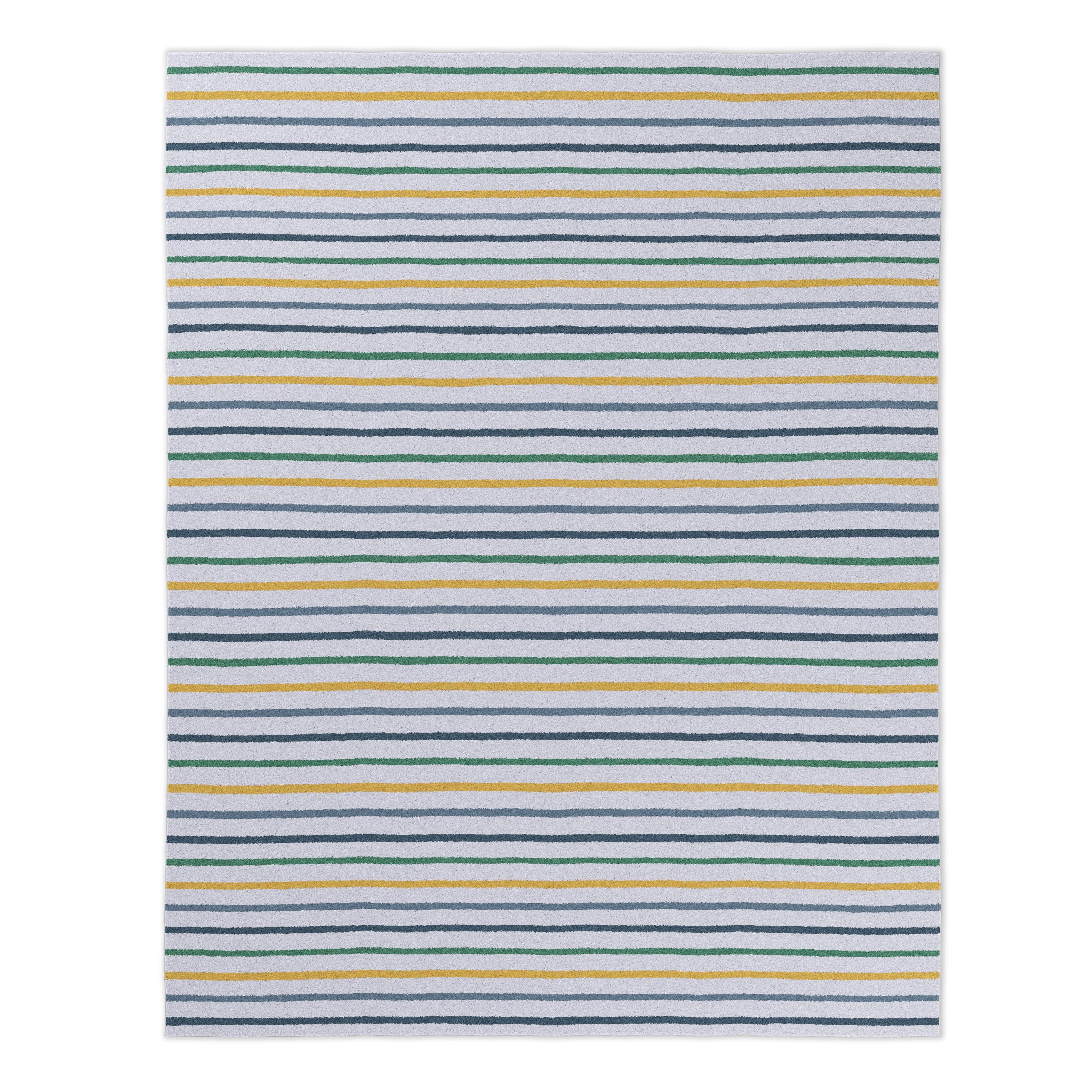 Mainstays Kids Tufted Yellow and Green Stripe Washable Area Rug, 8' x 10'
