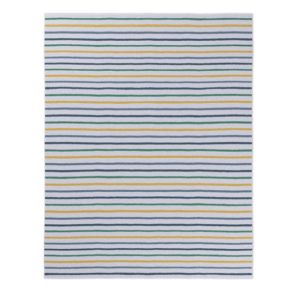Mainstays Kids Tufted Yellow and Green Stripe Washable Area Rug, 8' x 10'