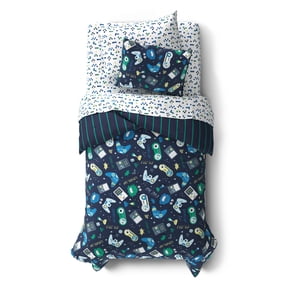 Mainstays Kids Glow in the Dark Gamer Reversible Comforter Set with Sheets, Twin, 5 Pieces
