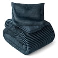 thumbnail image 1 of Mainstays Kids Dark Blue Solid Plush Ribbed Corduroy Comforter Set, Twin, 2 Pieces, 1 of 6