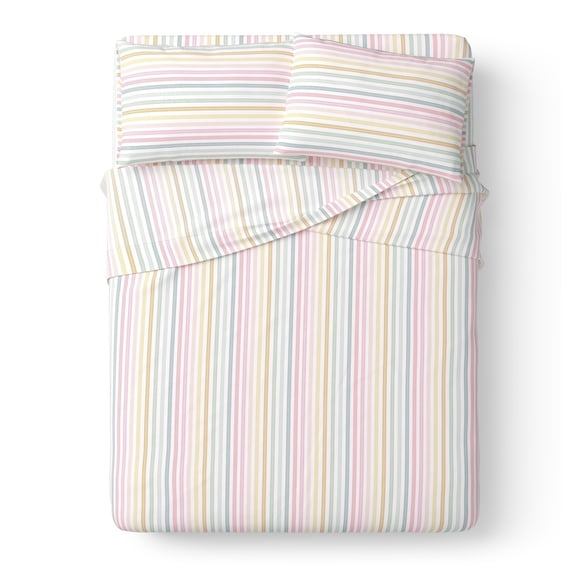 Mainstays Kids 100% Cotton Percale Bed Sheet Set, Full, Rainbow, 4 Pieces