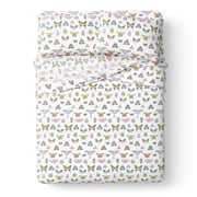 Mainstays Kids 100% Cotton Percale Bed Sheet Set, Queen, Butterflies, 4 Pieces