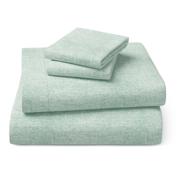 Mainstays Kids 100% Cotton Percale Bed Sheet Set, Queen, Light Green, 4 Pieces