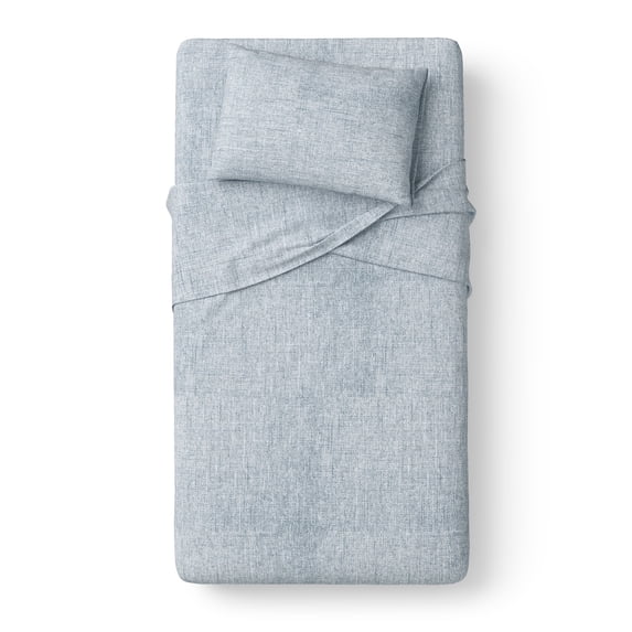 Mainstays Kids 100% Cotton Percale Bed Sheet Set, Twin, Blue, 3 Pieces