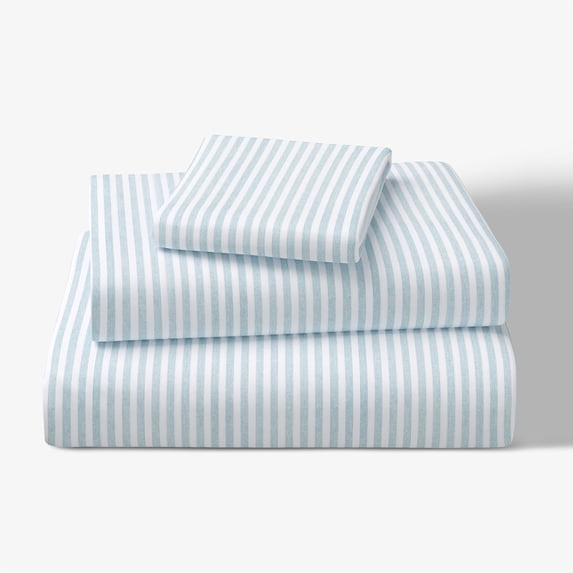 Mainstays Kids 100% Cotton Percale Bed Sheet Set, Twin, Aqua Stripe, 3 Pieces