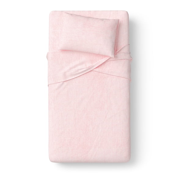 Mainstays Kids 100% Cotton Percale Bed Sheet Set, Twin, Pink, 3 Pieces