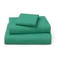 thumbnail image 1 of Mainstays Kids 100% Cotton Percale Bed Sheet Set, Twin, Green Grid, 3 Pieces, 1 of 7