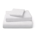 thumbnail image 1 of Mainstays Kids 100% Cotton Percale Bed Sheet Set, Twin, White Grid, 3 Pieces, 1 of 8