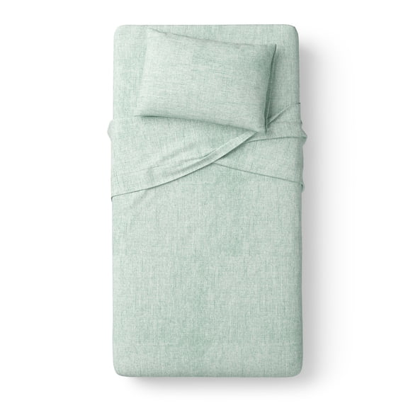 Mainstays Kids 100% Cotton Percale Bed Sheet Set, Twin, Light Green, 3 Pieces
