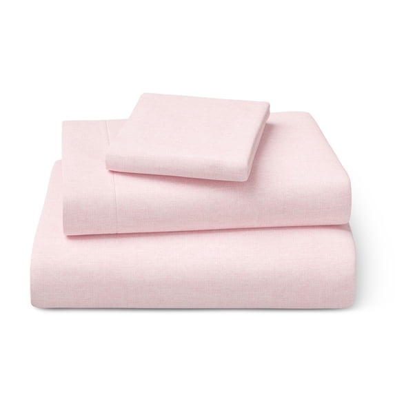 Mainstays Kids 100% Cotton Percale Bed Sheet Set, Twin, Light Pink, 3 Pieces