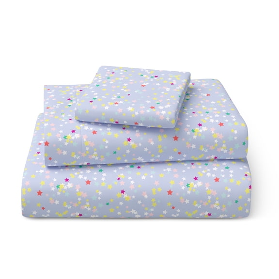 Mainstays Kids 100% Cotton Percale Bed Sheet Set, Twin, Stars, 3 Pieces