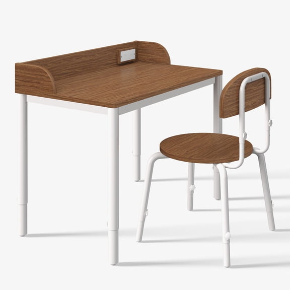 Mainstays Kids Grow With Me Adjustable Desk and Chair, Warm Walnut
