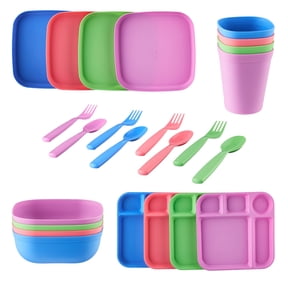 Mainstays Kids 24-Piece Multicolor Plastic Dinnerware Set