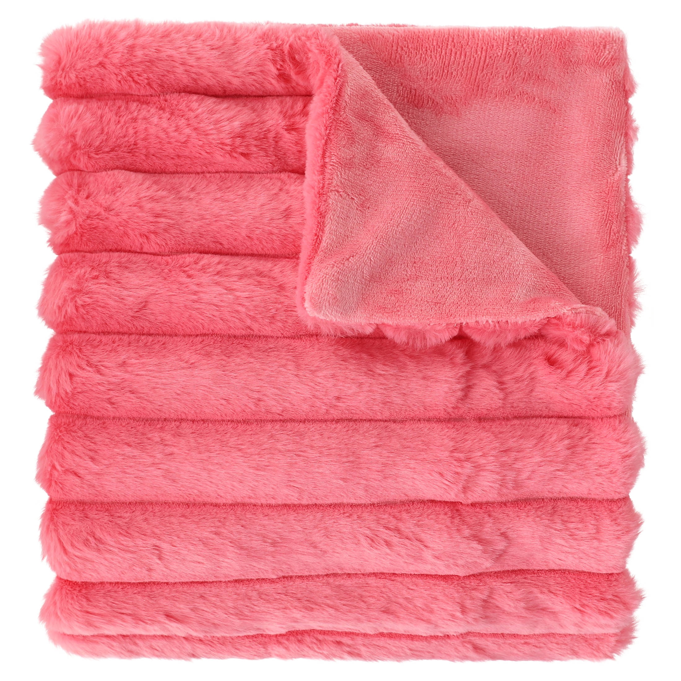 Mainstays Kids Soft Channel Pink Faux Fur Throw, 50" x 60"