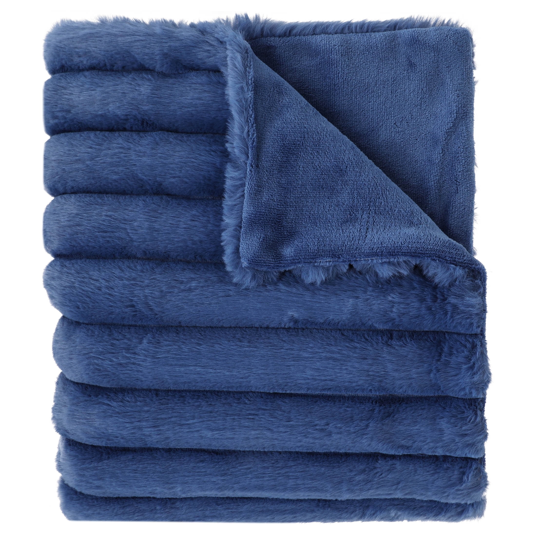 Mainstays Kids Soft Channel Blue Faux Fur Throw, 50" x 60"