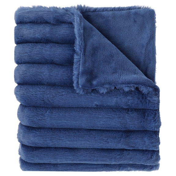 Mainstays Kids Soft Channel Blue Faux Fur Throw, 50" x 60"
