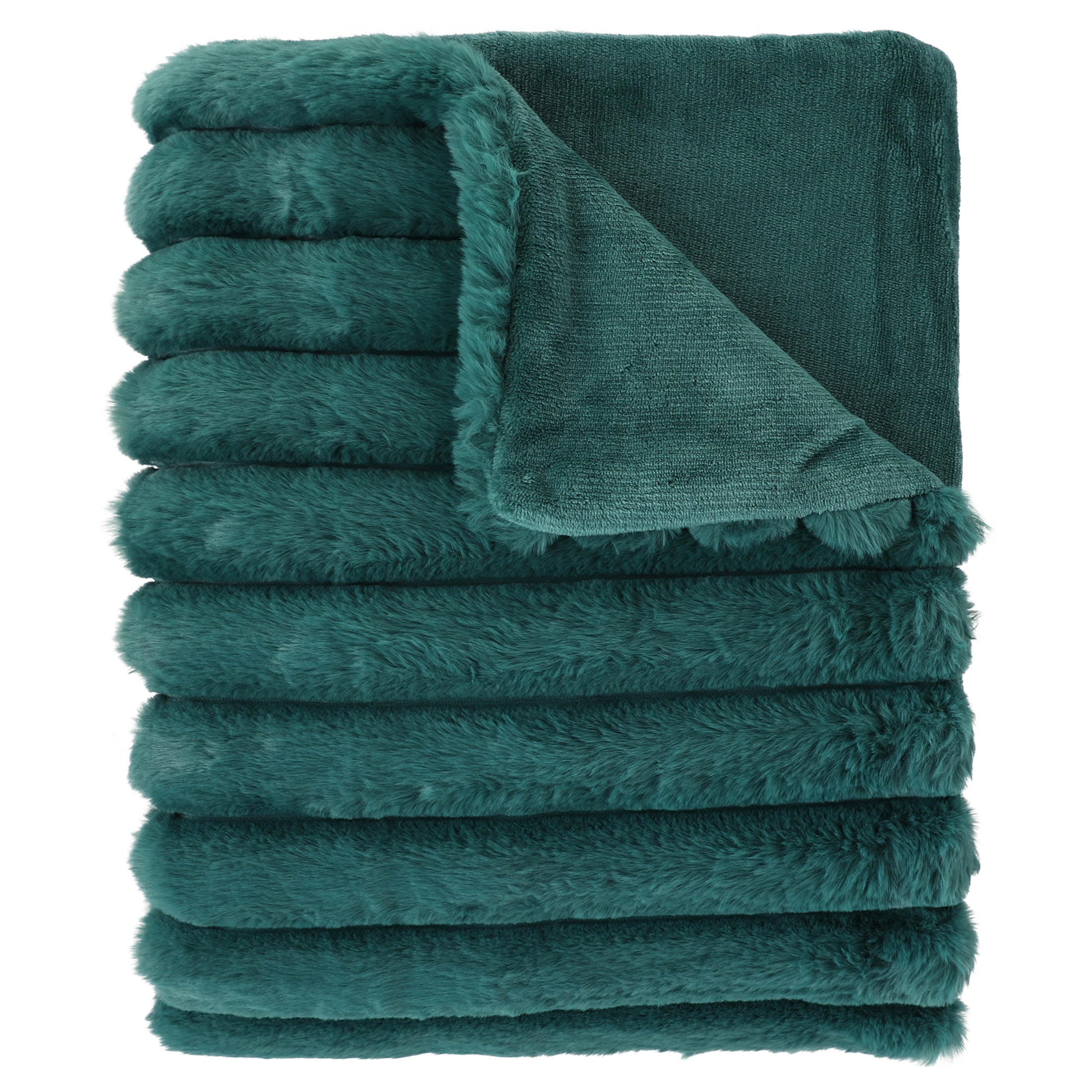 Mainstays Kids Soft Channel Green Faux Fur Throw, 50" x 60"