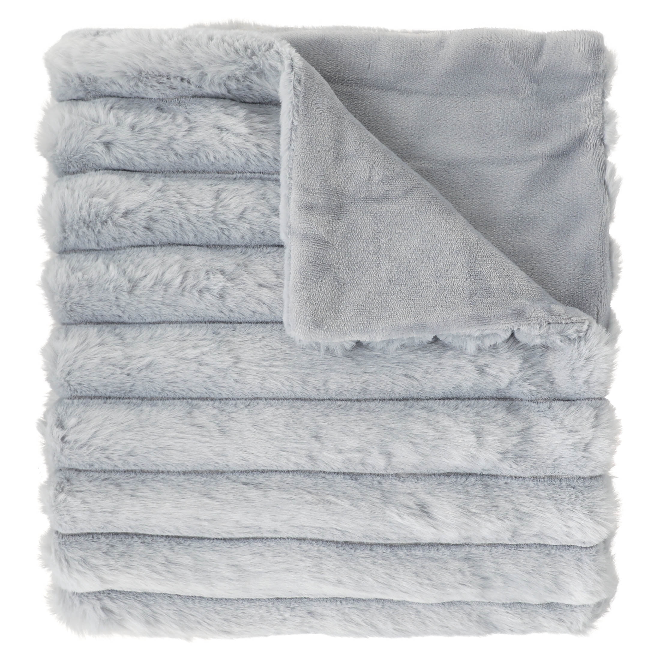 Mainstays Kids Soft Channel Grey Faux Fur Throw, 50" x 60"