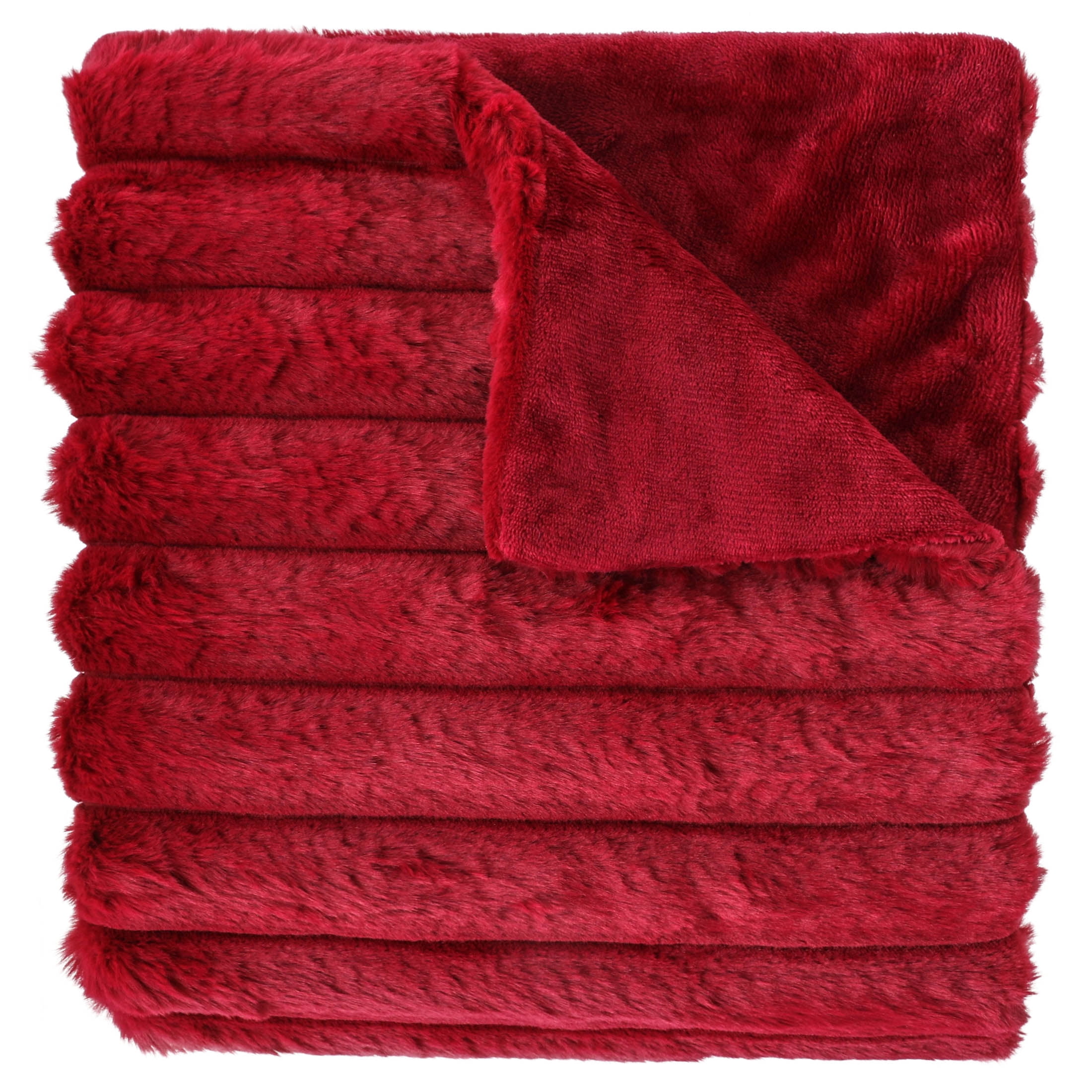 Mainstays Kids Soft Channel Red Faux Fur Throw, 50" x 60"