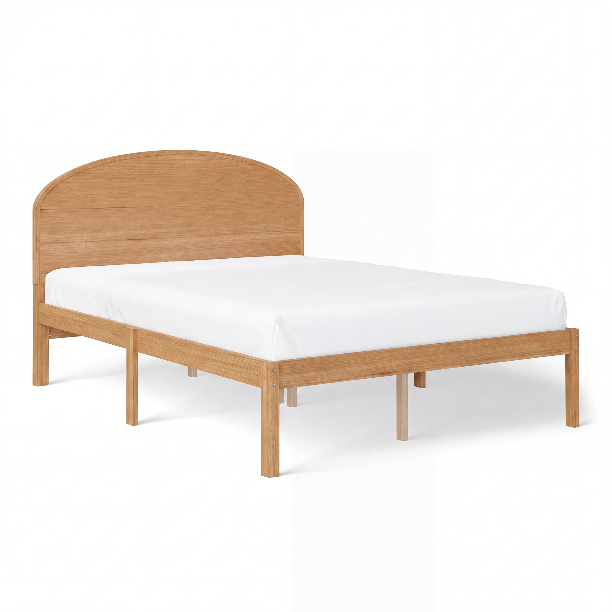 Mainstays Kids Full Size Wood Platform Bed Frame, Natural Teak
