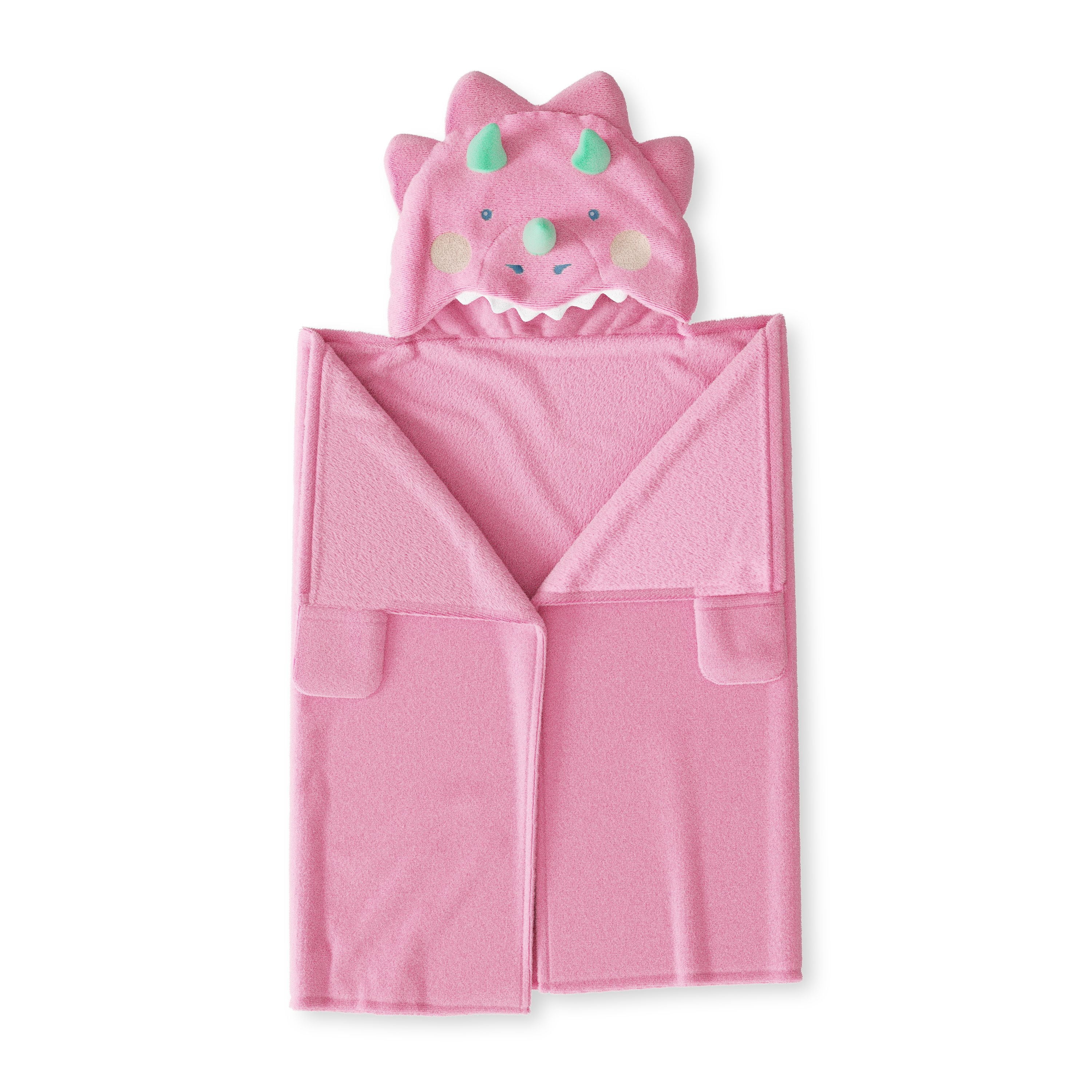 Mainstays Kids Cozy Plush Hooded Throw, Pink Dino, 50 x 40