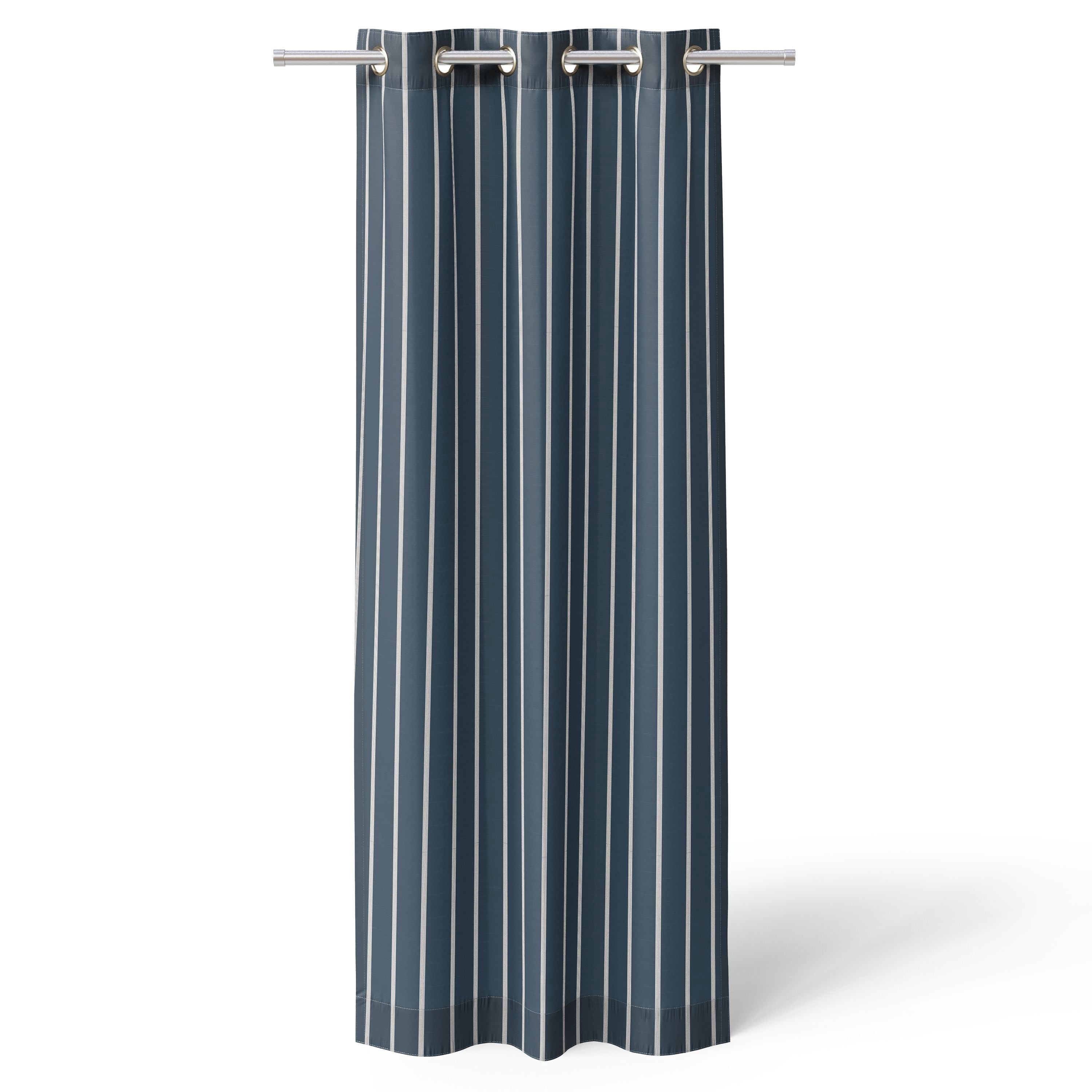Mainstays Kids Blue and White Stripe Light Filtering Grommet Single Curtain Panel, 38" W x 63" L