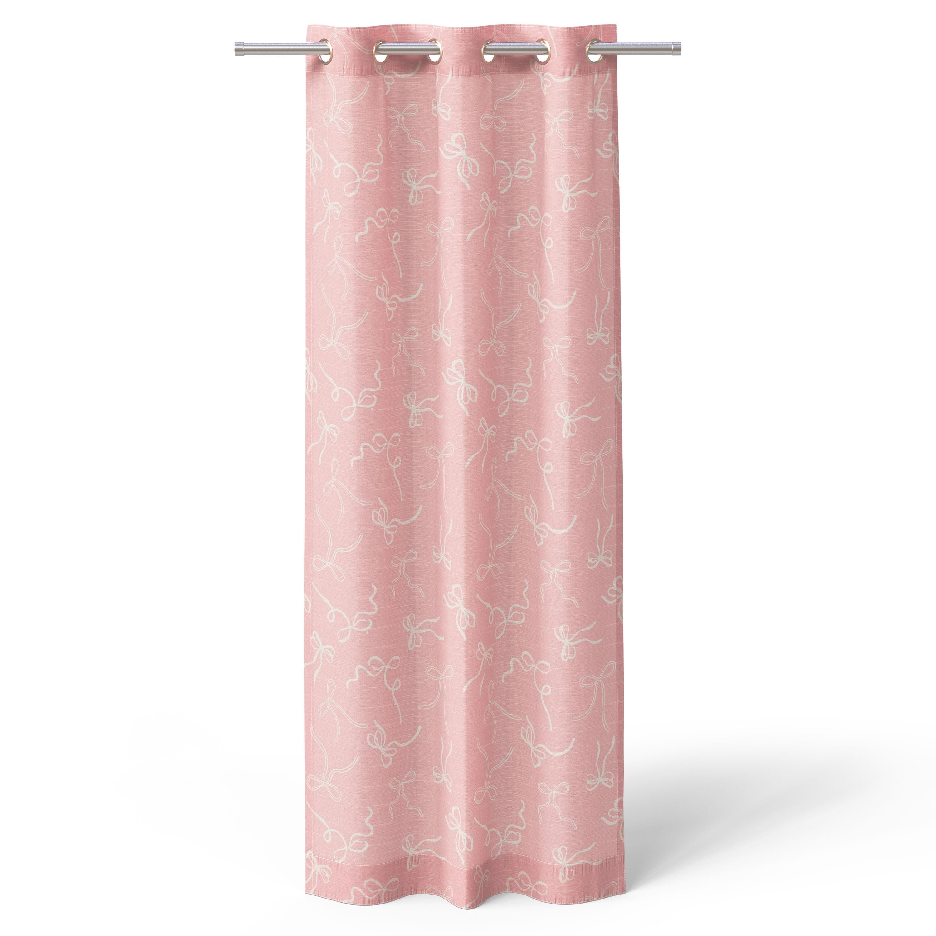 Mainstays Kids Soft Pink Ribbon Light Filtering Grommet Single Curtain Panel, 38" W x 63" L