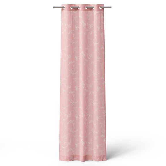Mainstays Kids Soft Pink Ribbon Light Filtering Grommet Single Curtain Panel, 38" W x 84" L
