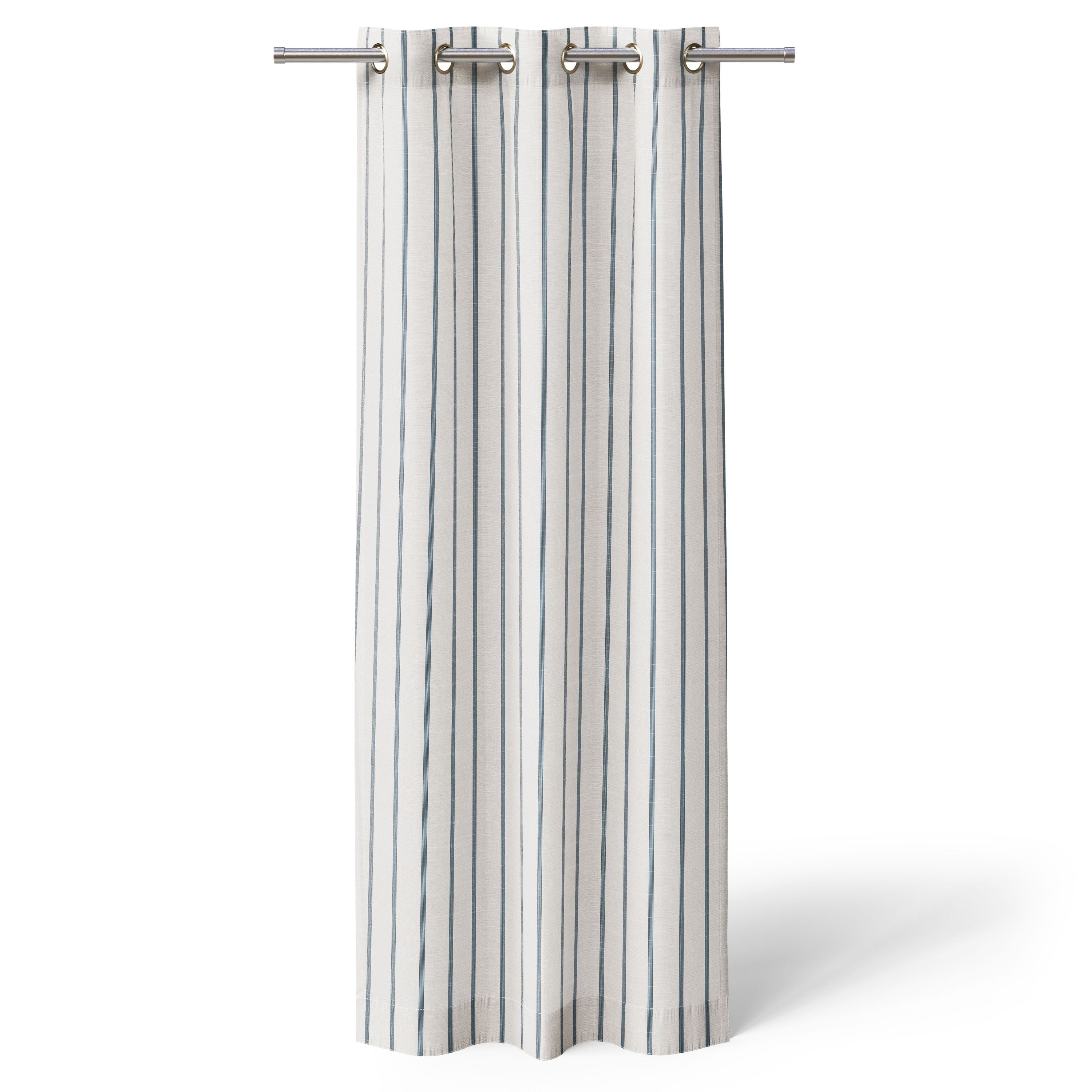 Mainstays Kids White and Blue Stripe Light Filtering Grommet Single Curtain Panel, 38" W x 63" L