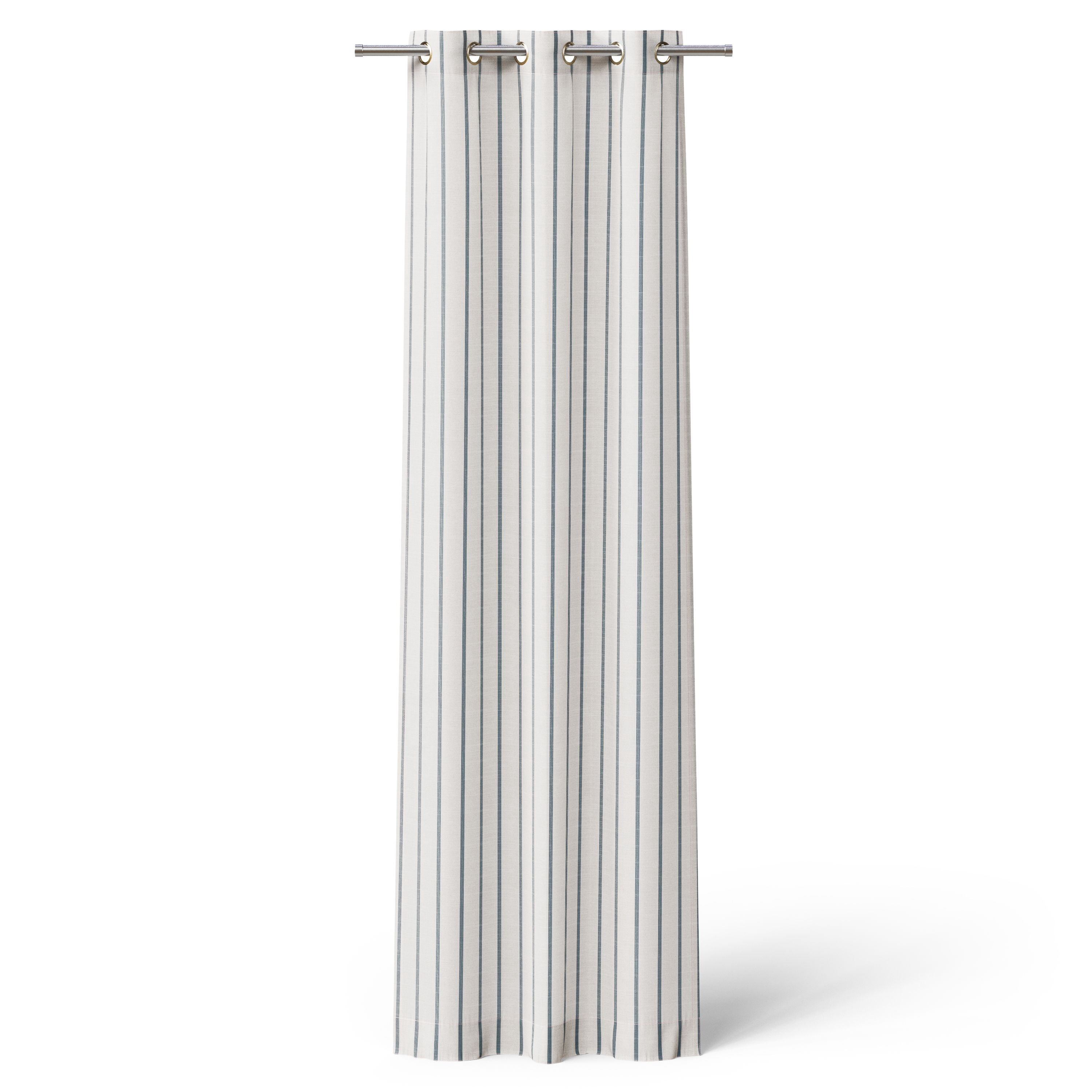 Mainstays Kids White and Blue Stripe Light-Filtering Grommet Single Curtain Panel, 38 in W x 84 in L